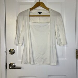 Lafayette 148 New York‎ Women's Top Short Sleeve White Size M